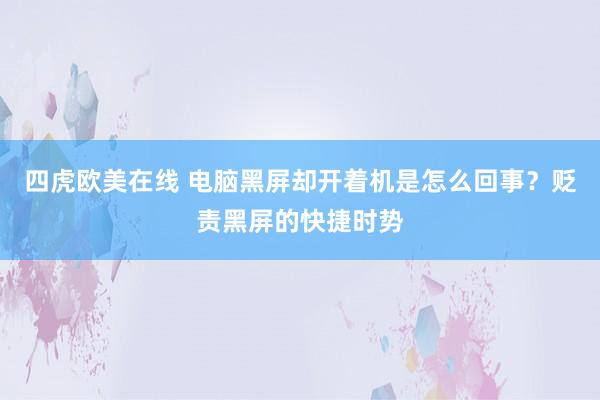 四虎欧美在线 电脑黑屏却开着机是怎么回事？贬责黑屏的快捷时势